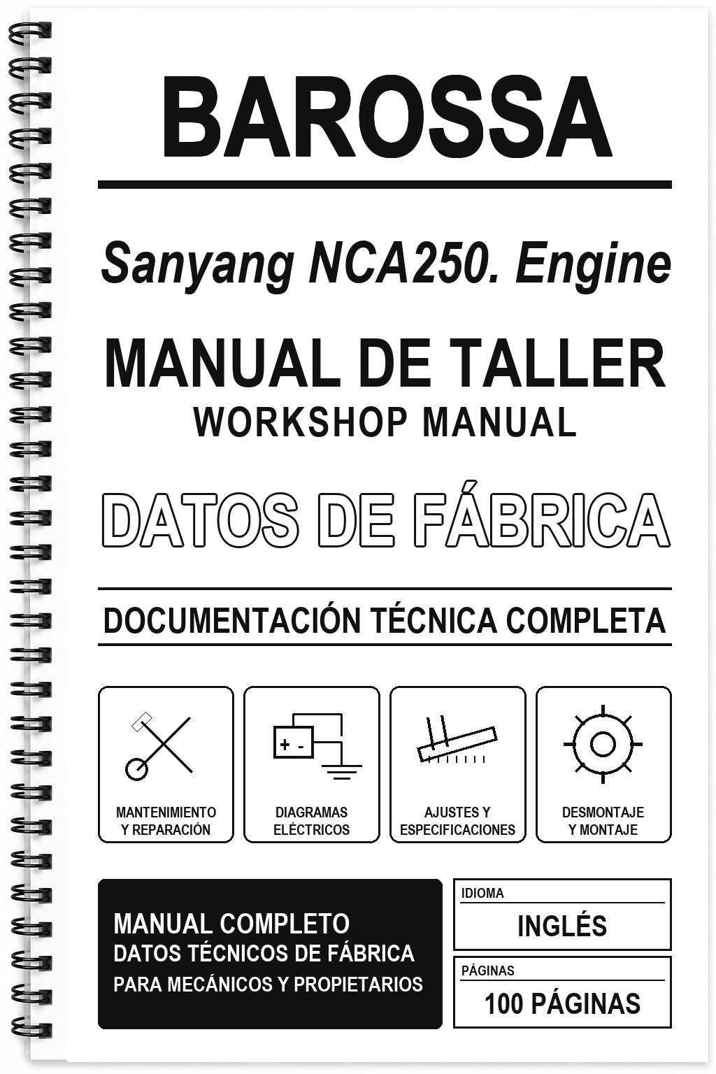 Manual de Taller Barossa Sanyang NCA250. Engine (Inglés)