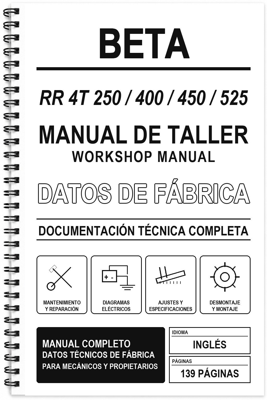 Manual de Taller Beta RR 4T 250 / 400 / 450 / 525 (Inglés)