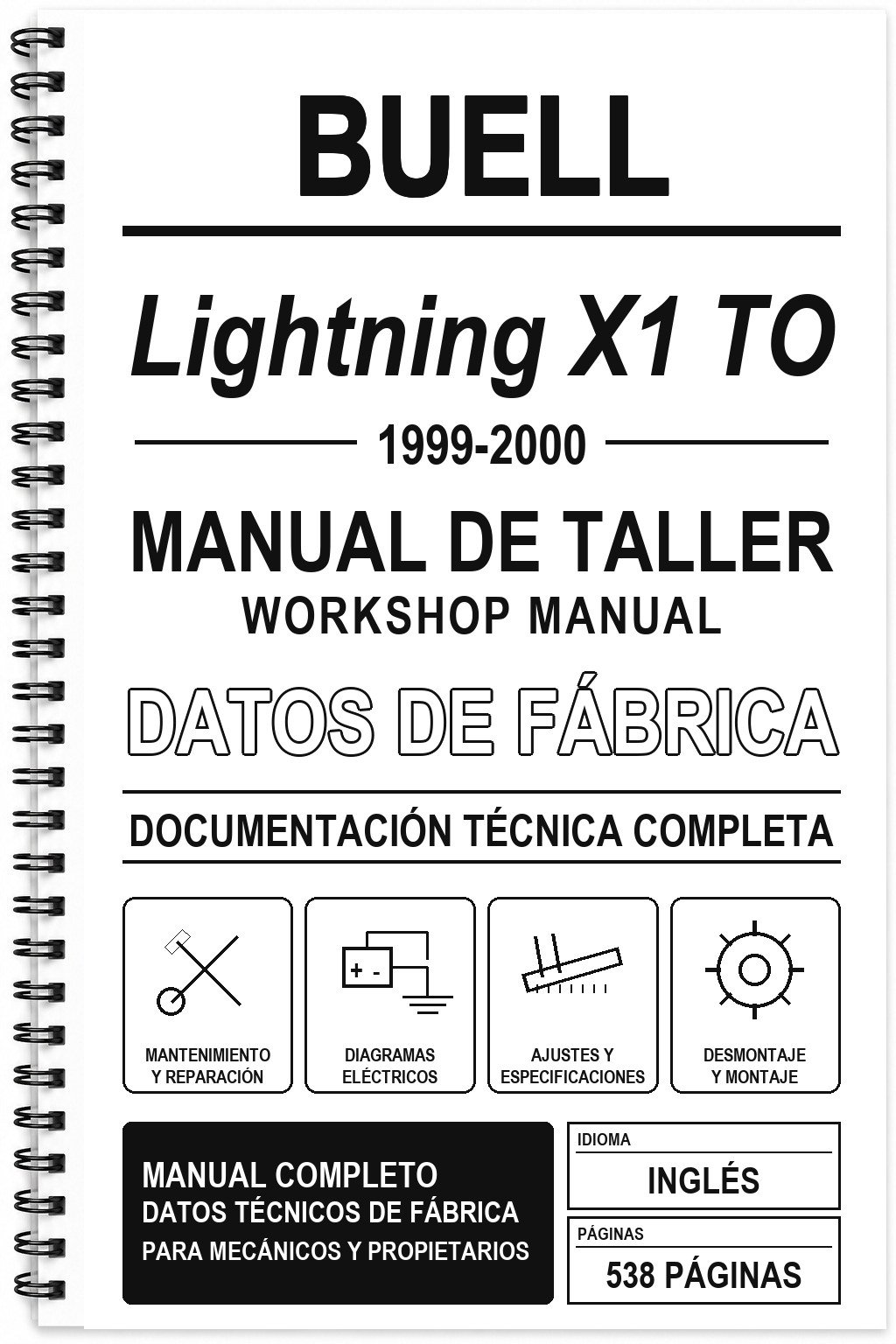 Manual de Taller Buell Lightning X1 TO (1999-2000) (Inglés)