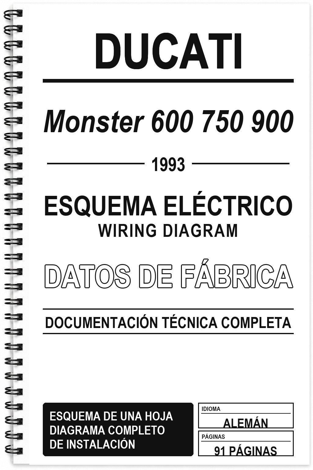 Esquema Eléctrico Ducati Monster 600 750 900 (1993) (Alemán)