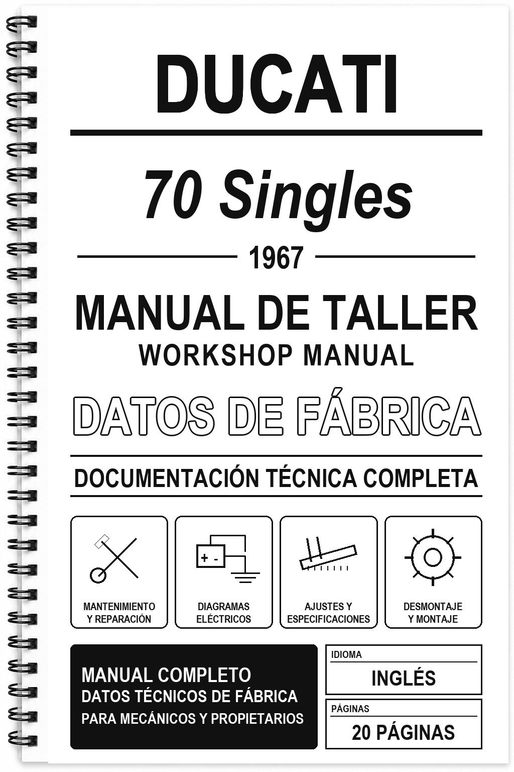 Manual de Taller Ducati 70 Singles (1967) (Inglés)