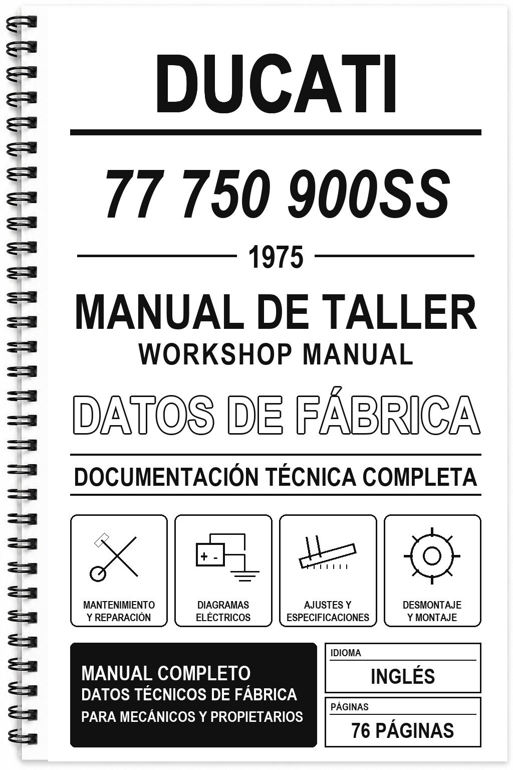 Manual de Taller Ducati 77 750 900SS (1975) (Inglés)