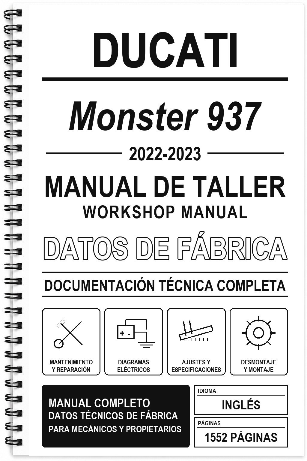 Manual de Taller Ducati Monster 937 (2022-2023) (Inglés)