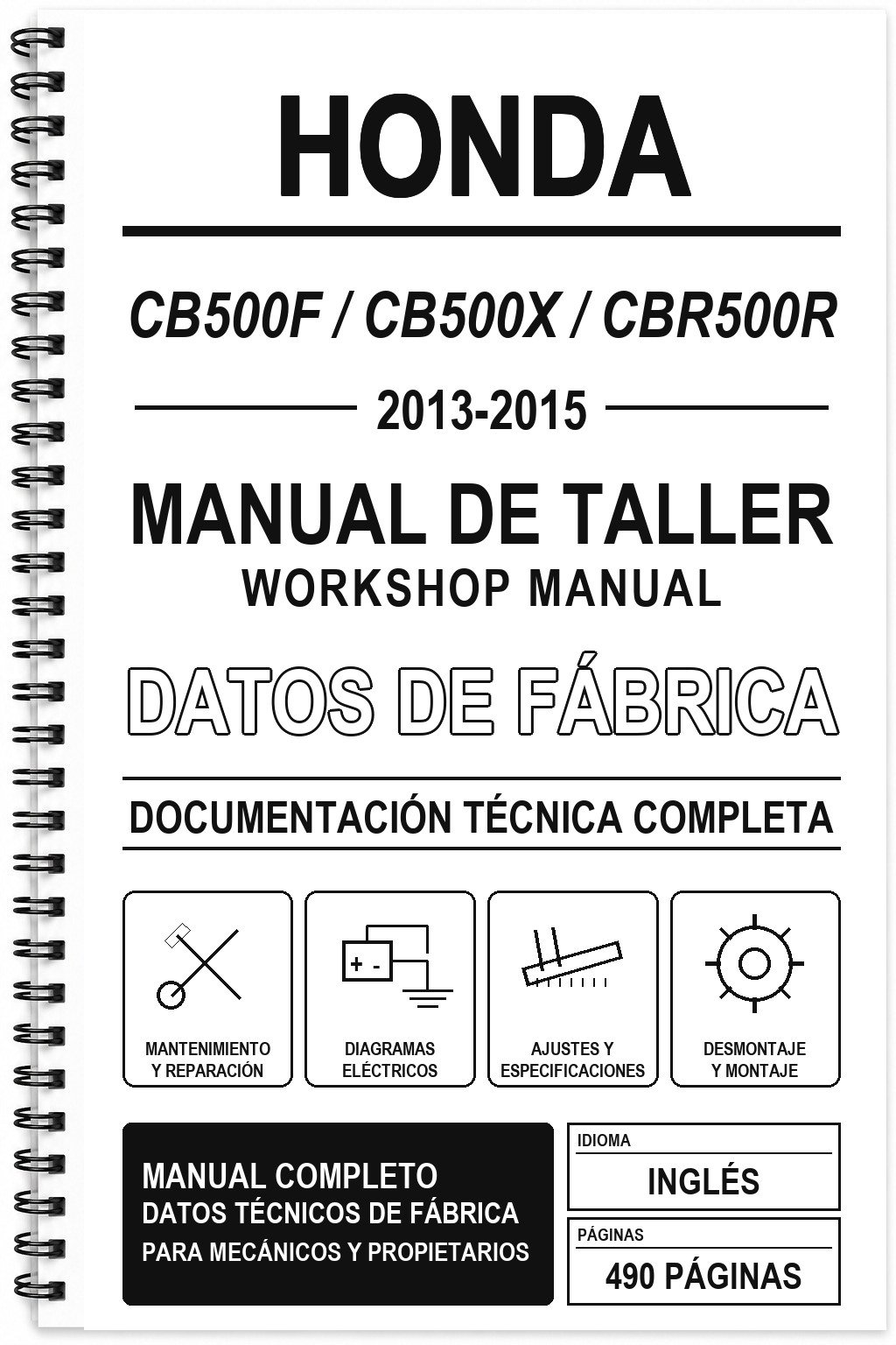 Manual de Taller Honda CB500F / CB500X / CBR500R (2013-2015) (Inglés)