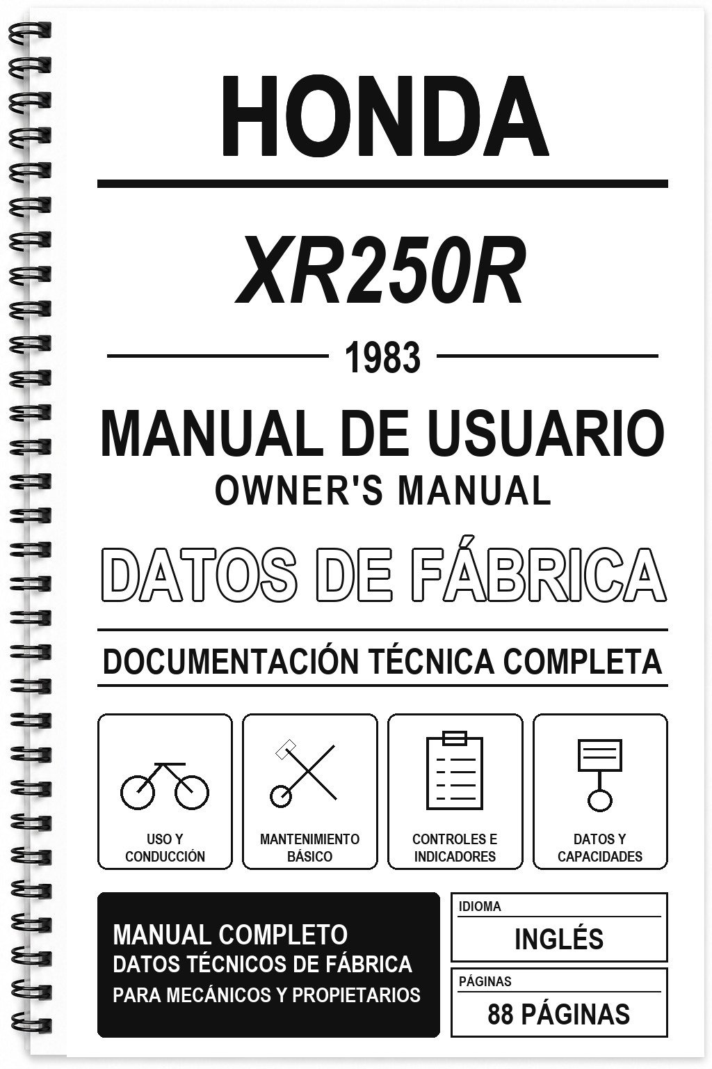 Manual de Usuario Honda XR250R (1983) (Inglés)