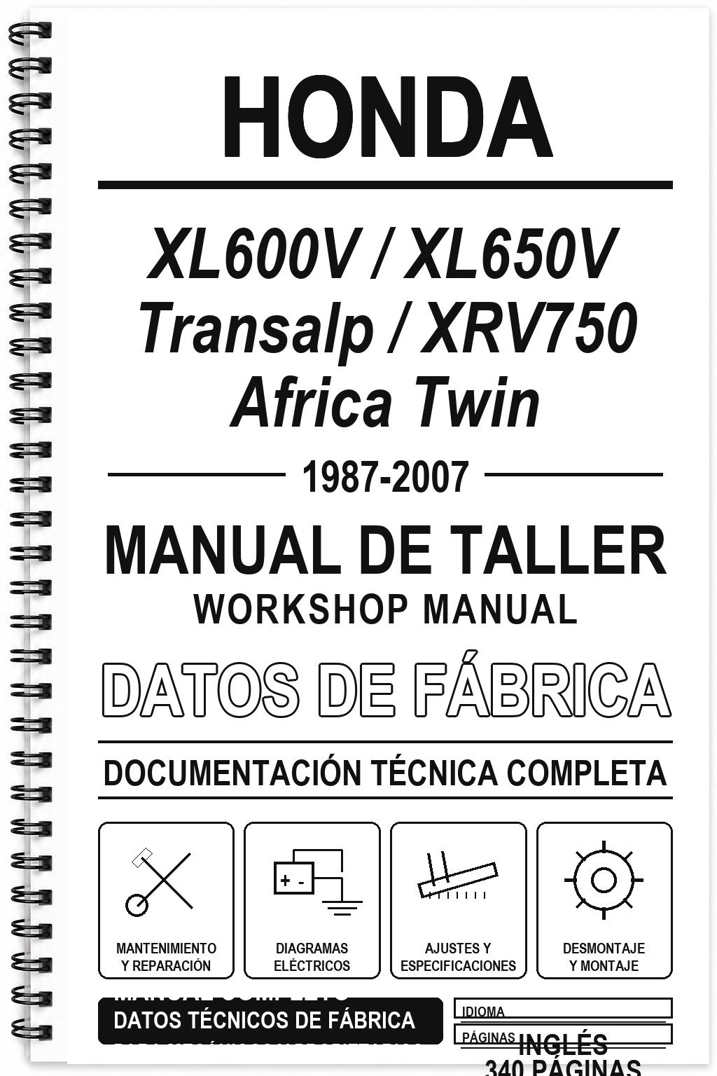 Manual de Taller Honda XL600V / XL650V Transalp / XRV750 Africa Twin (1987-2007) (Inglés)