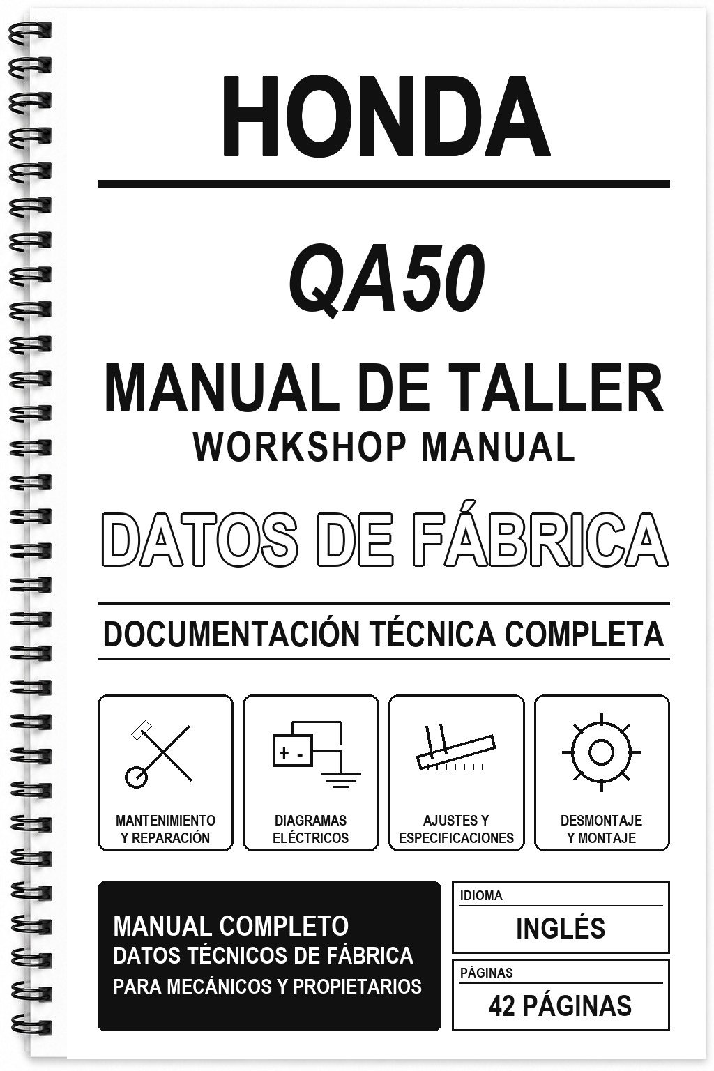 Manual de Taller Honda QA50 (Inglés)