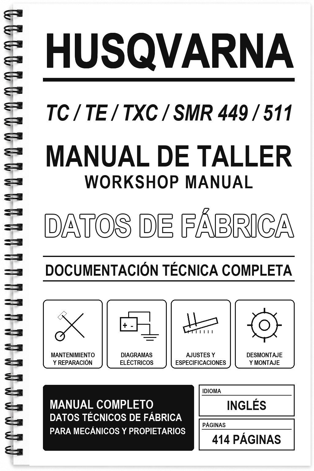 Manual de Taller Husqvarna TC / TE / TXC / SMR 449 / 511 (Inglés)