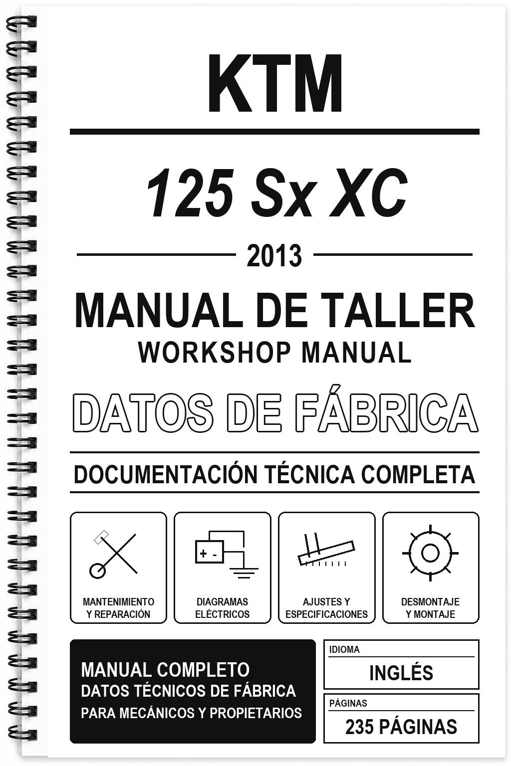 Manual de Taller KTM 125 Sx XC (2013) (Inglés)