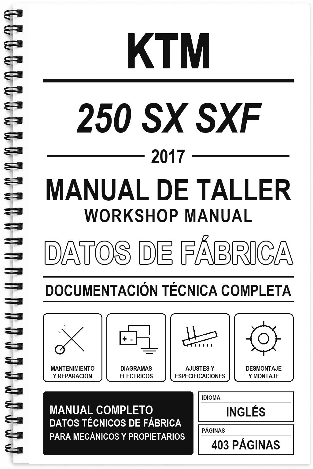 Manual de Taller KTM 250 SX SXF (2017) (Inglés)