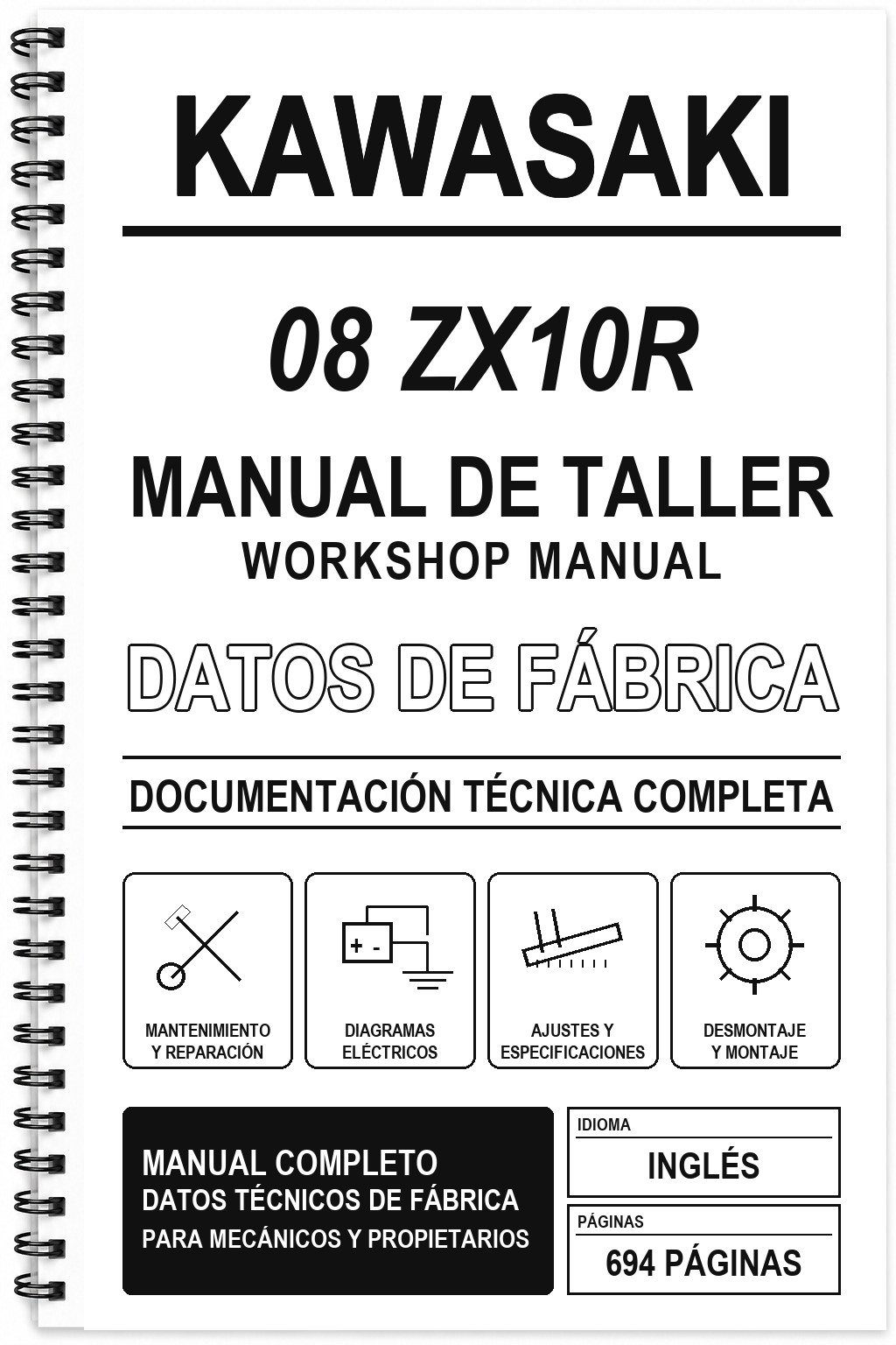 Manual de Taller Kawasaki 08 ZX10R (Inglés)