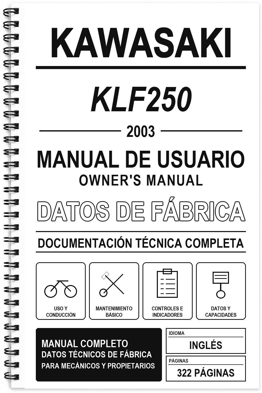 Manual de Usuario Kawasaki KLF250 (2003) (Inglés)