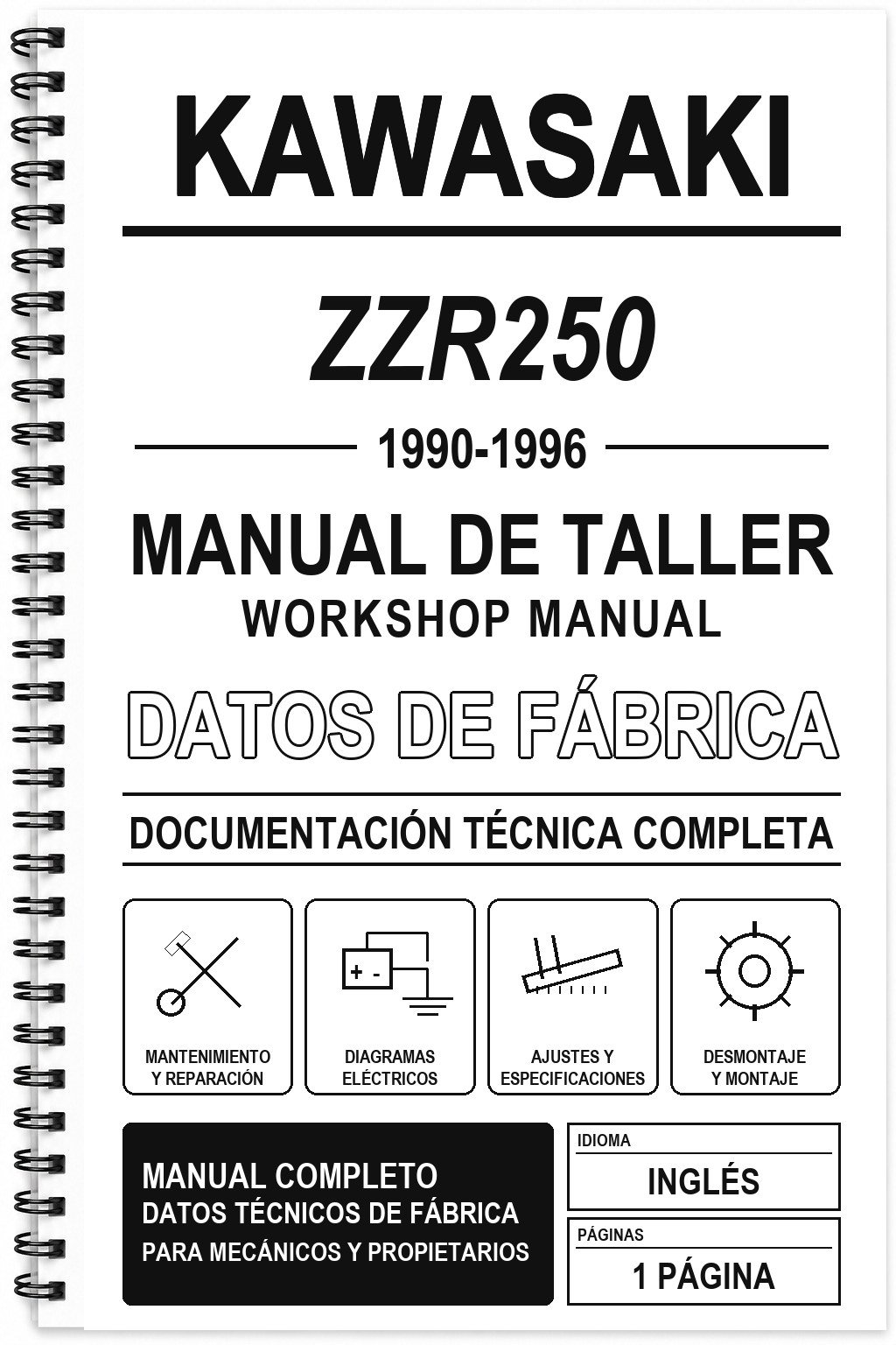 Manual de Taller Kawasaki ZZR250 (1990-1996) (Inglés)