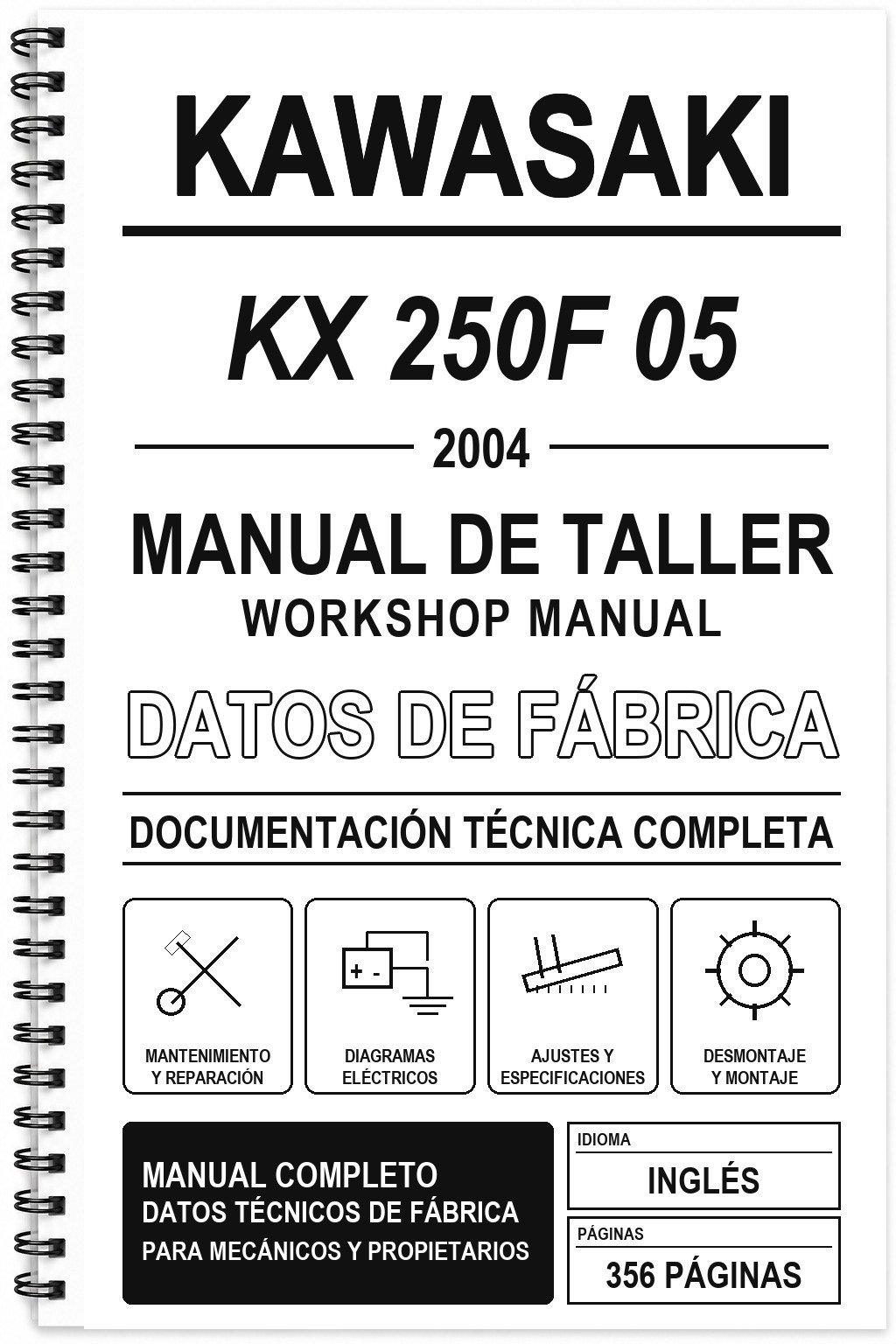 Manual de Taller Kawasaki KX 250F 05 (2004) (Inglés)