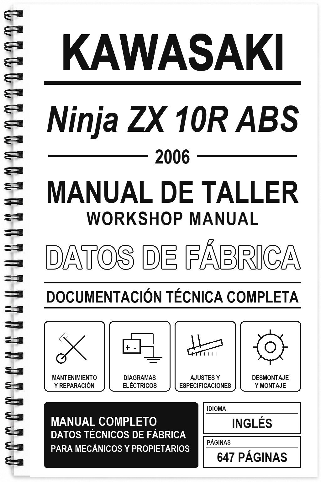 Manual de Taller Kawasaki Ninja ZX 10R ABS (2006) (Inglés)
