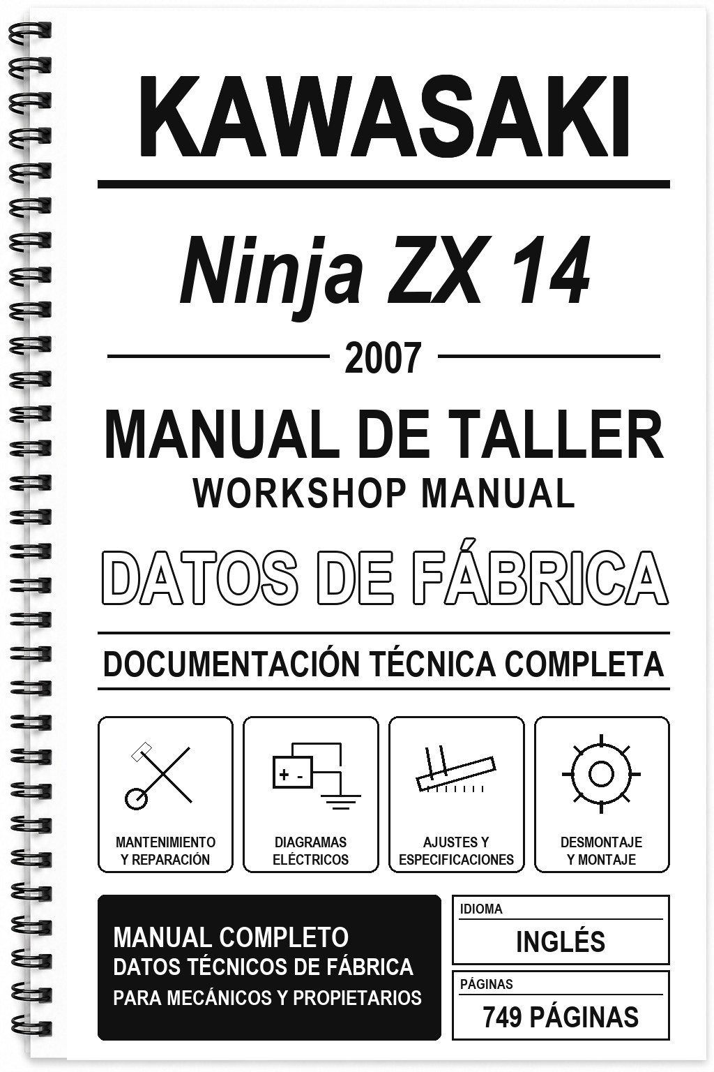 Manual de Taller Kawasaki Ninja ZX 14 (2007) (Inglés)