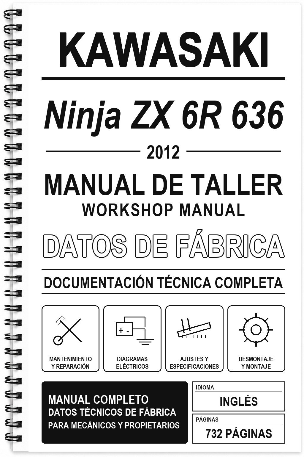 Manual de Taller Kawasaki Ninja ZX 6R 636 (2012) (Inglés)