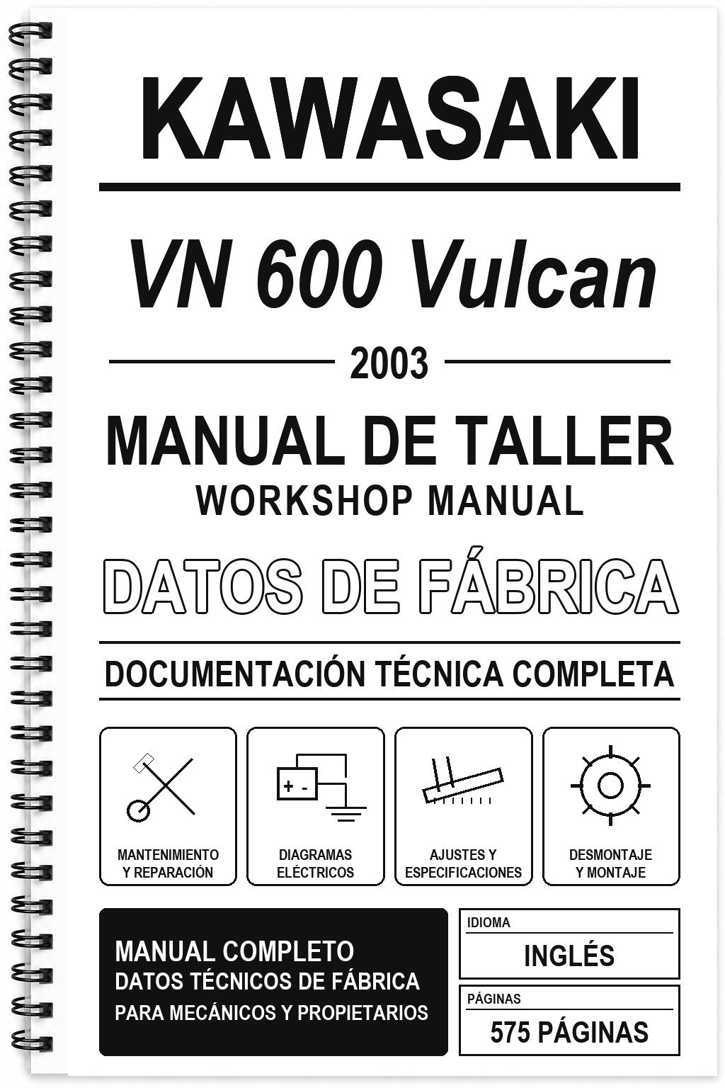 Manual de Taller Kawasaki VN 600 Vulcan (2003) (Inglés)