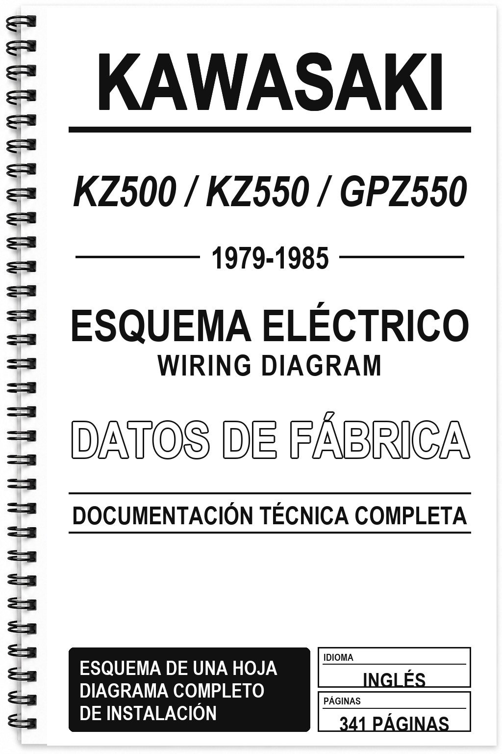 Esquema Eléctrico Kawasaki KZ500 / KZ550 / GPZ550 (1979-1985) (Inglés)
