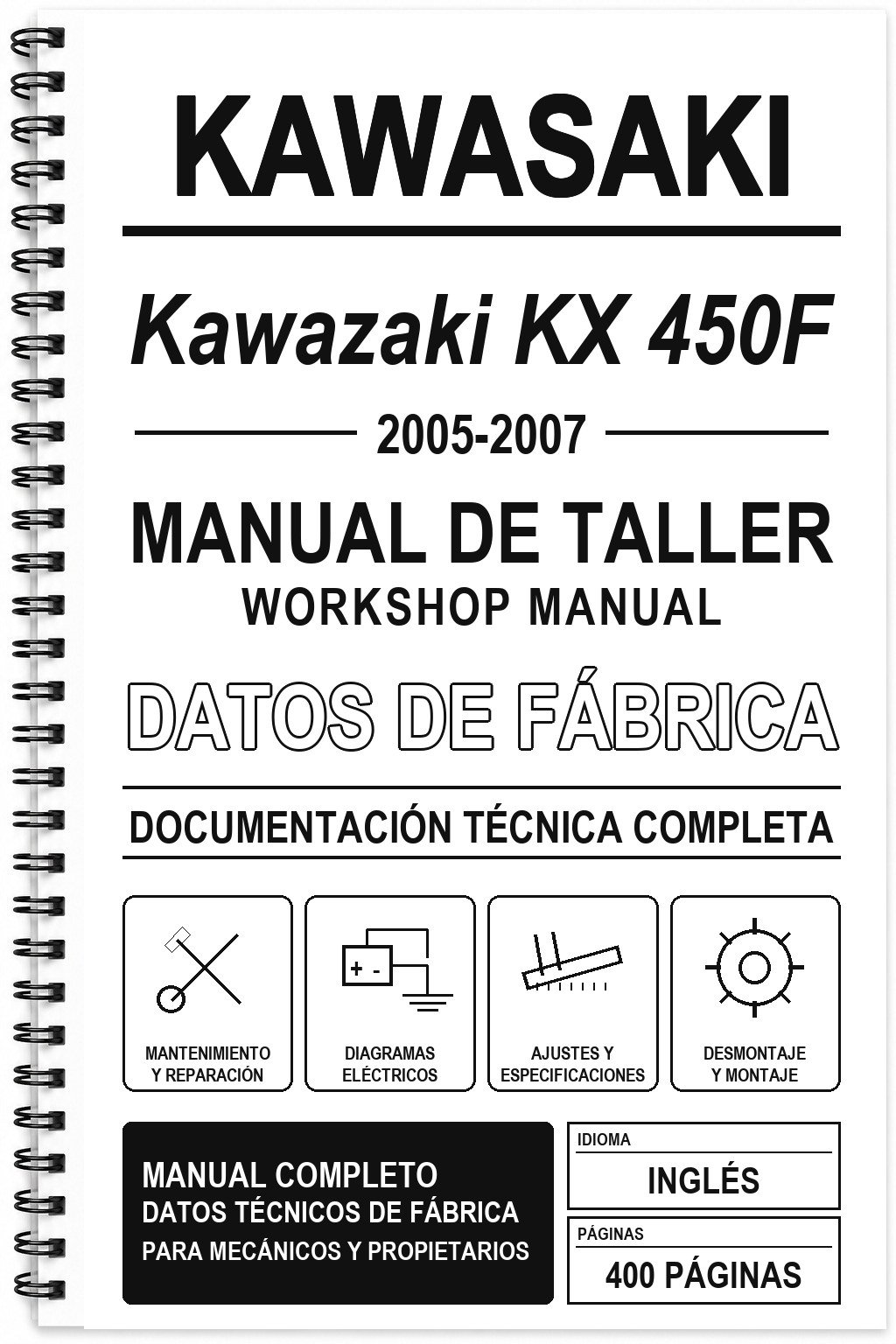 Manual de Taller Kawasaki Kawazaki KX 450F (2005-2007) (Inglés)