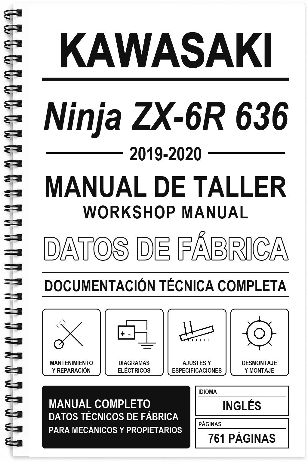 Manual de Taller Kawasaki Ninja ZX-6R 636 (2019-2020) (Inglés)