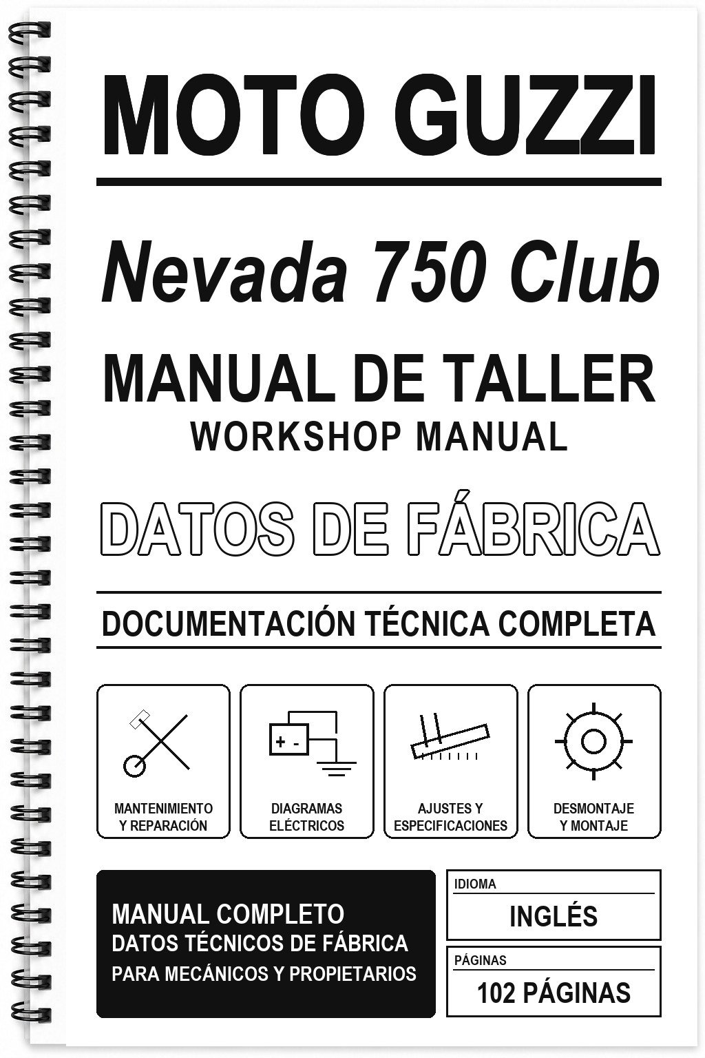 Manual de Taller Moto Guzzi Nevada 750 Club (Inglés)