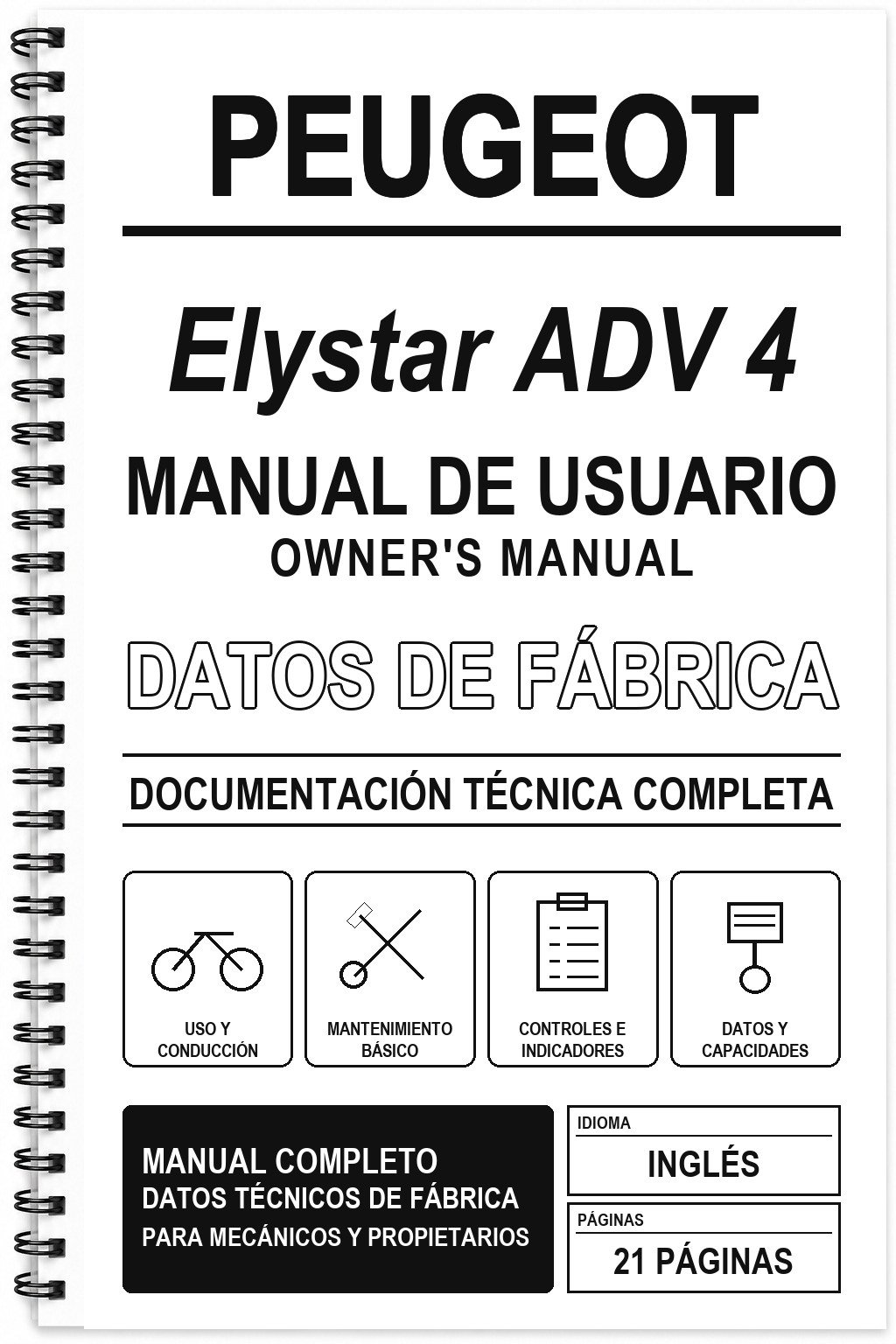 Manual de Usuario Peugeot Elystar ADV 4 (Inglés)