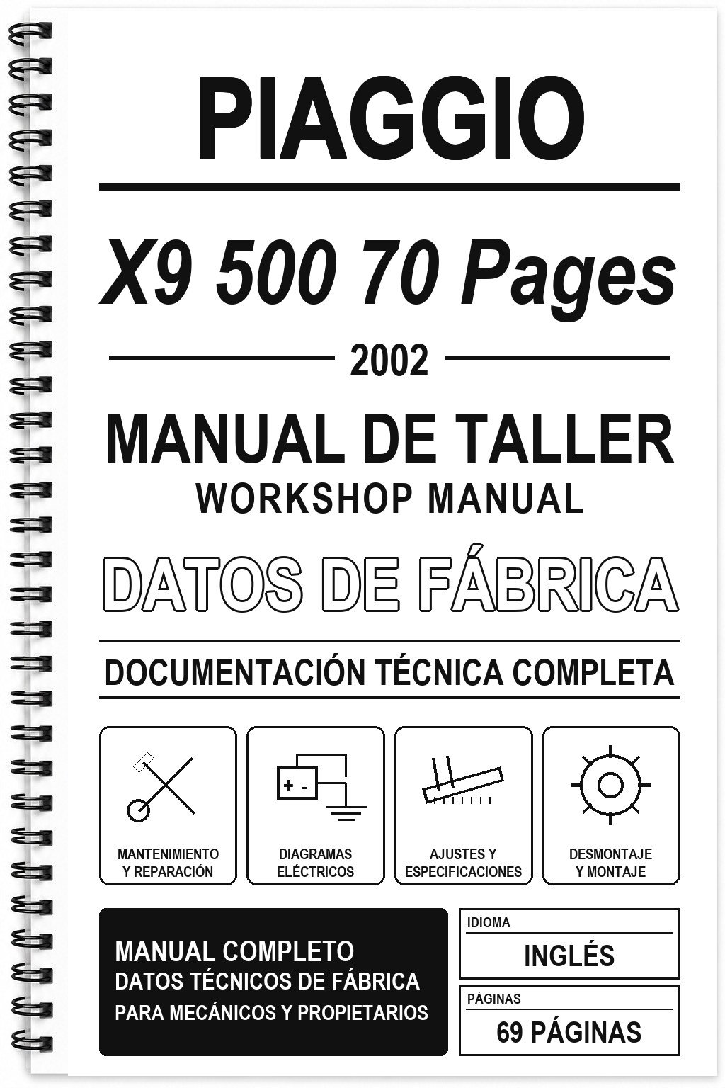 Manual de Taller Piaggio X9 500 70 Pages (2002) (Inglés)
