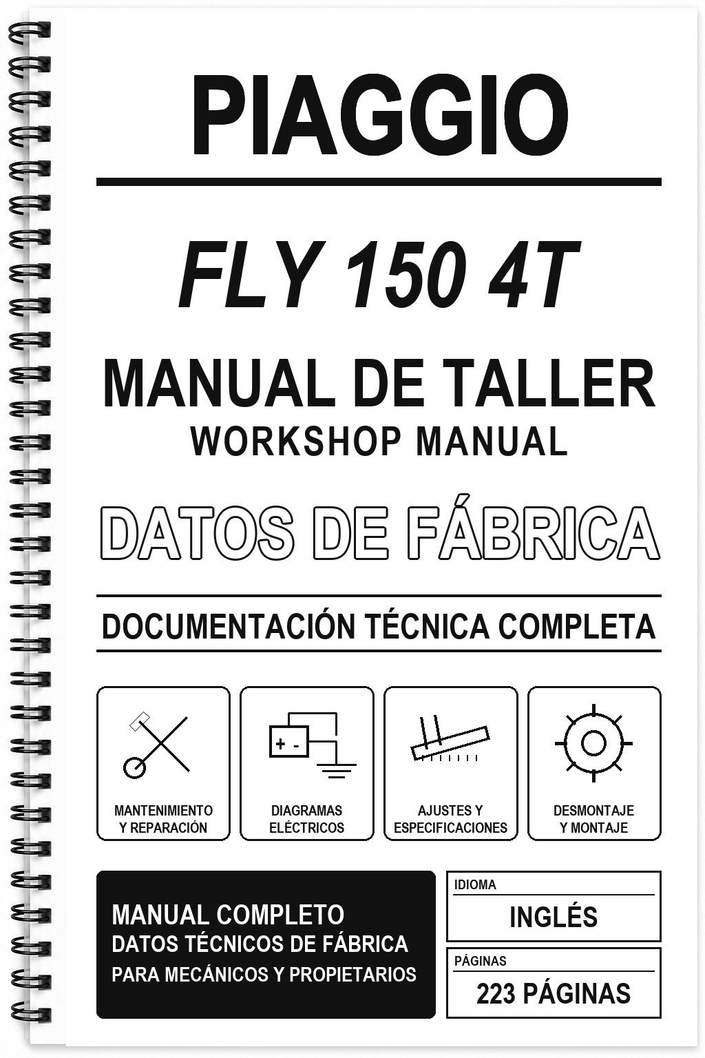 Manual de Taller Piaggio FLY 150 4T (Inglés)