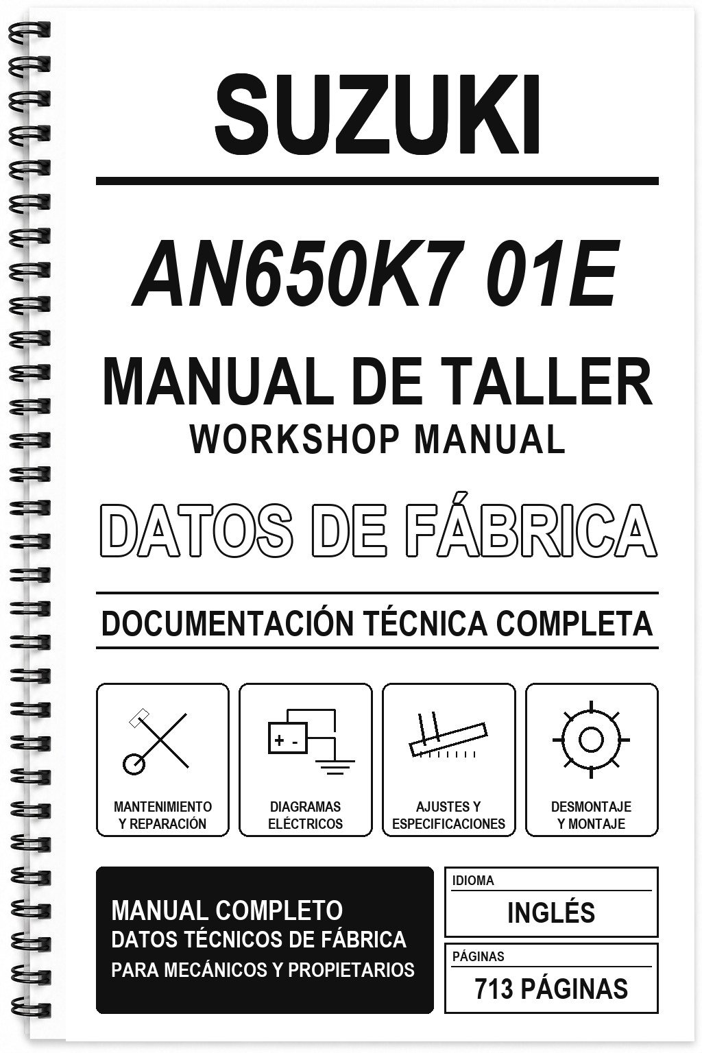 Manual de Taller Suzuki AN650K7 01E (Inglés)