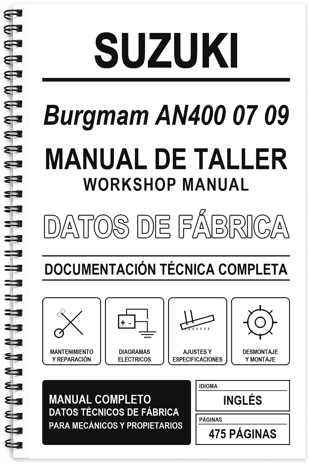 Manual de Taller Suzuki Burgmam AN400 07 09 (Inglés)
