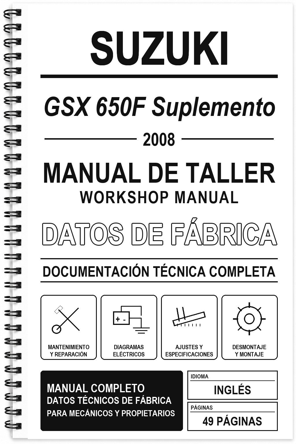 Manual de Taller Suzuki GSX 650F Suplemento (2008) (Inglés)