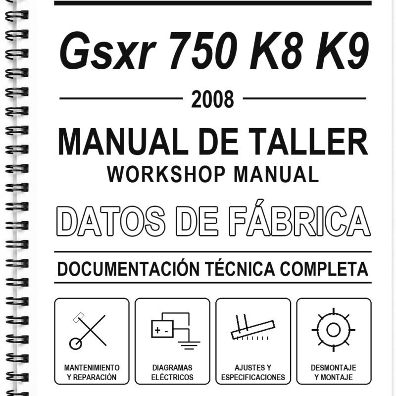 Manual de Taller Suzuki Gsxr 750 K8 K9 (2008) (Inglés)