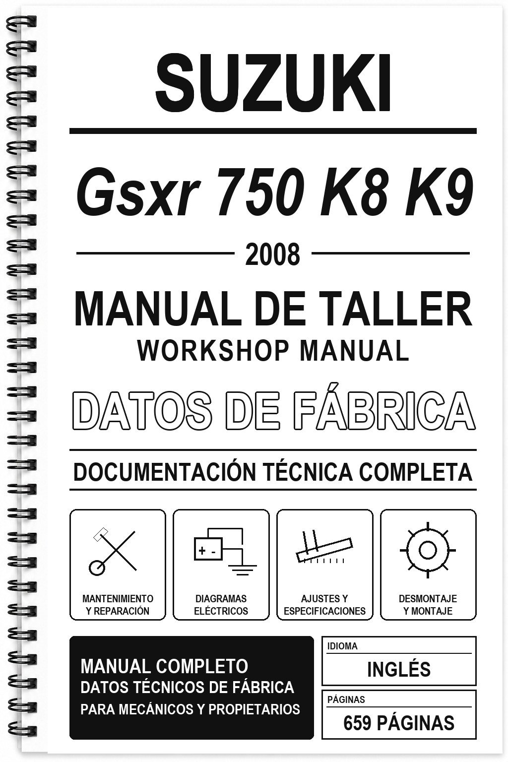 Manual de Taller Suzuki Gsxr 750 K8 K9 (2008) (Inglés)