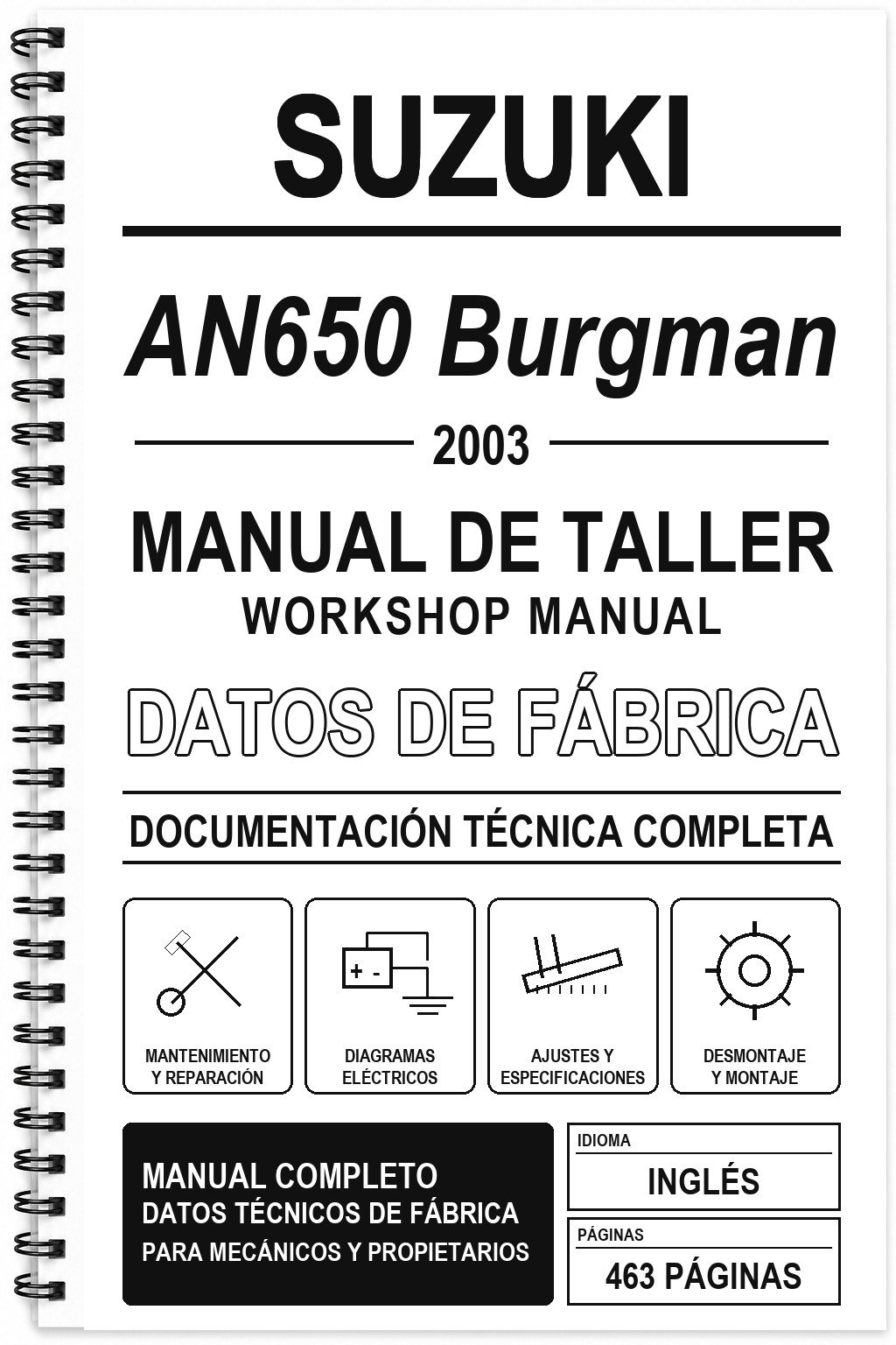 Manual de Taller Suzuki AN650 Burgman (2003) (Inglés)