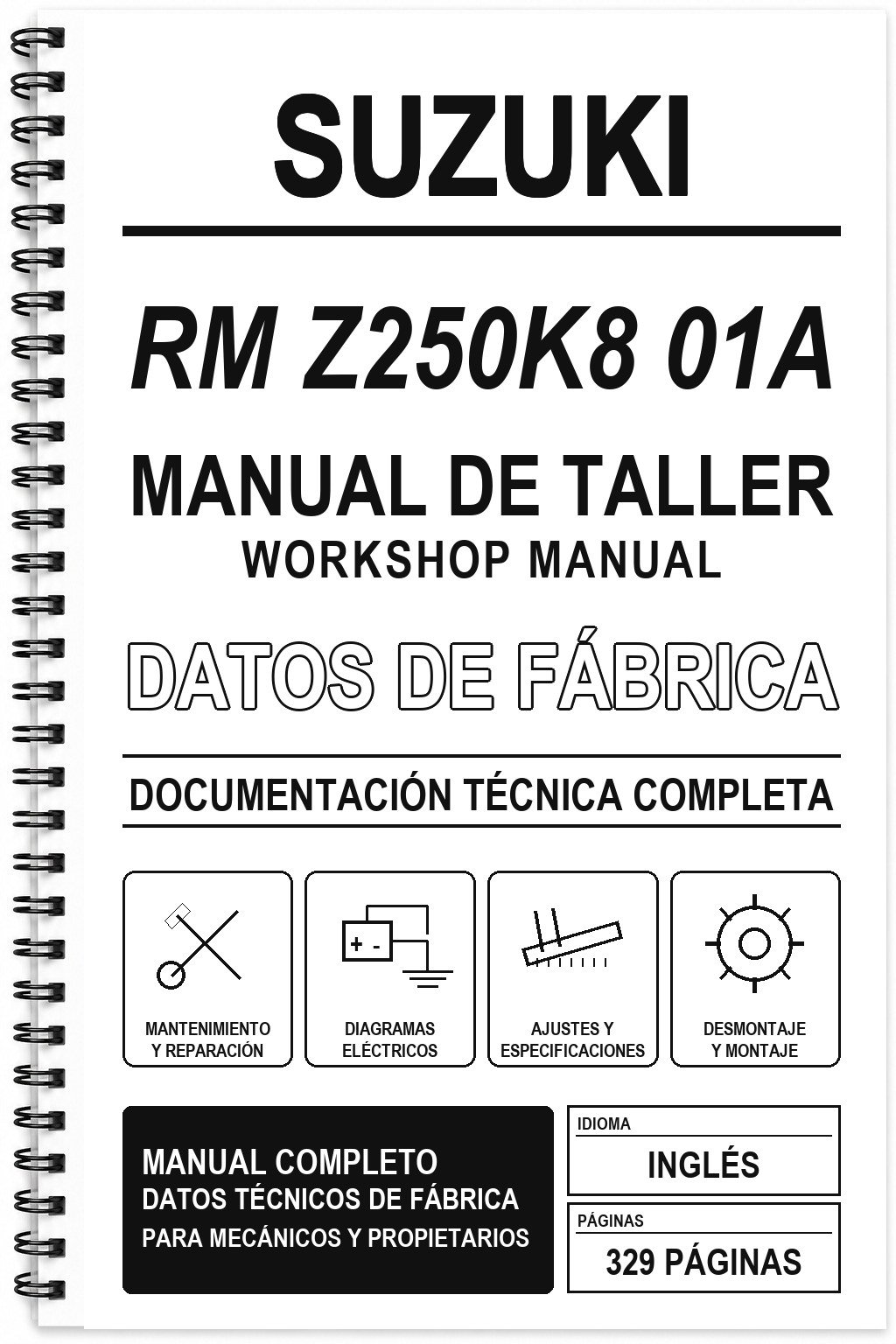 Manual de Taller Suzuki RM Z250K8 01A (Inglés)