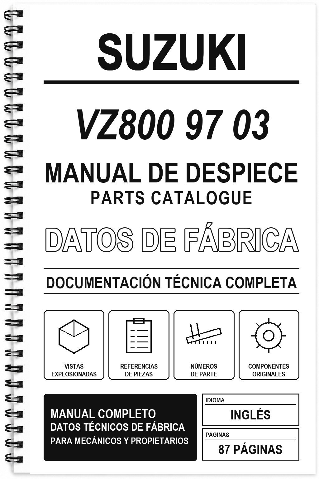 Manual de Despiece Suzuki VZ800 97 03 (Inglés)