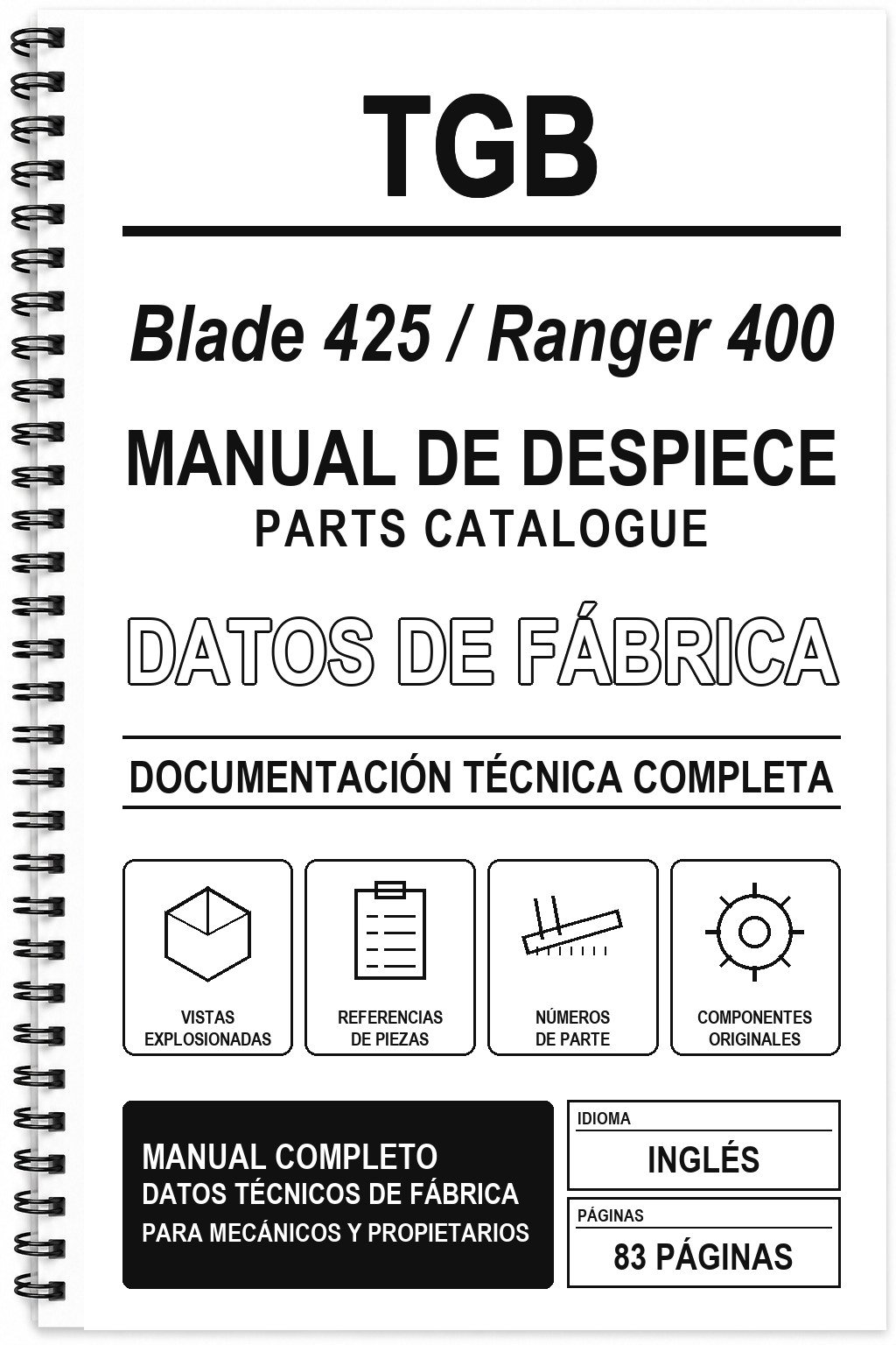 Manual de Despiece TGB Blade 425 / Ranger 400 (Inglés)