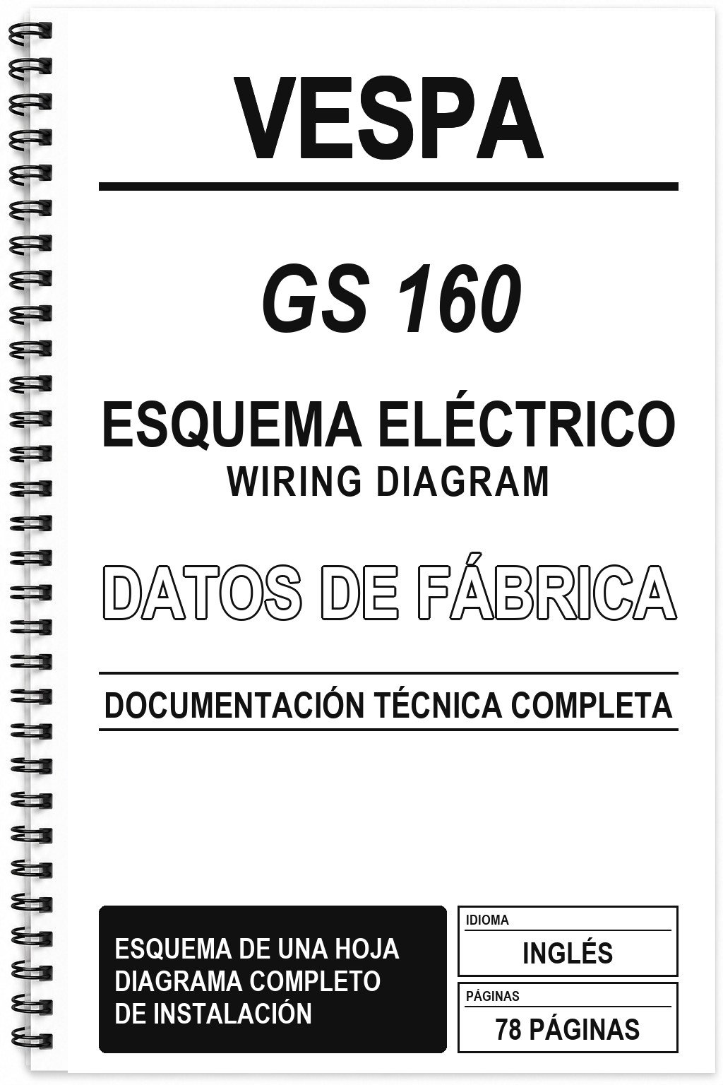 Esquema Eléctrico Vespa GS 160 (Inglés)