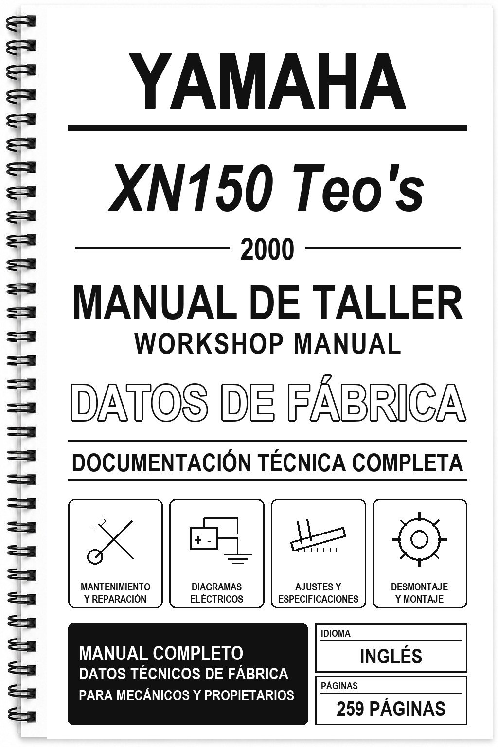 Manual de Taller Yamaha XN150 Teo’s (2000) (Inglés)
