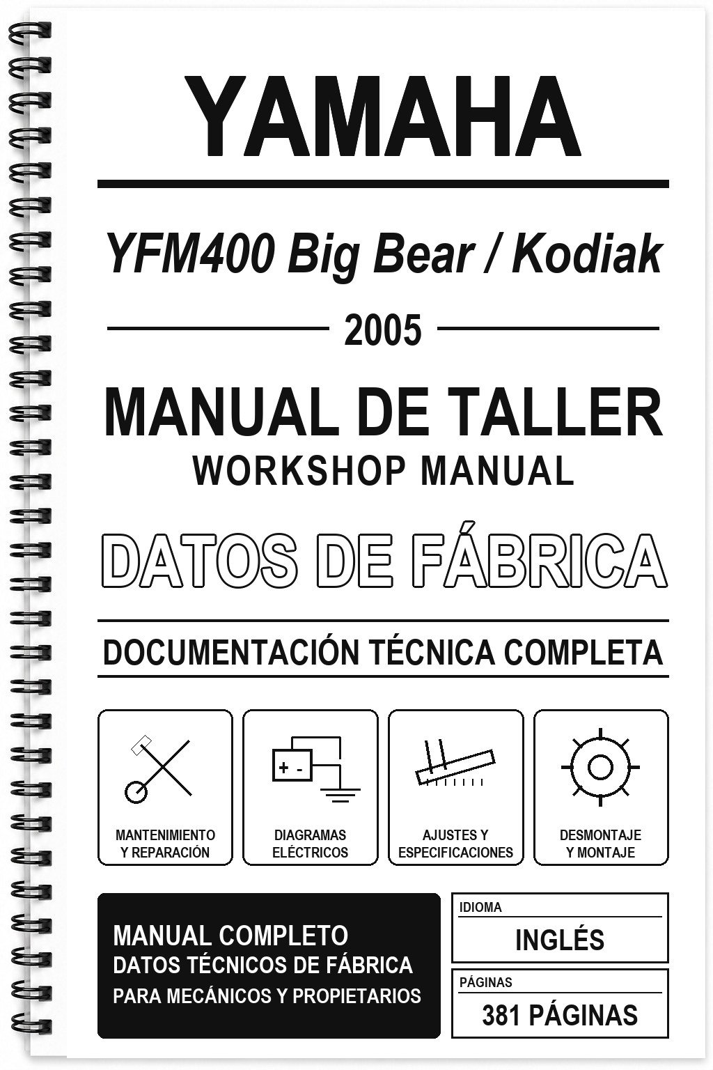 Manual de Taller Yamaha YFM400 Big Bear / Kodiak (2005) (Inglés)