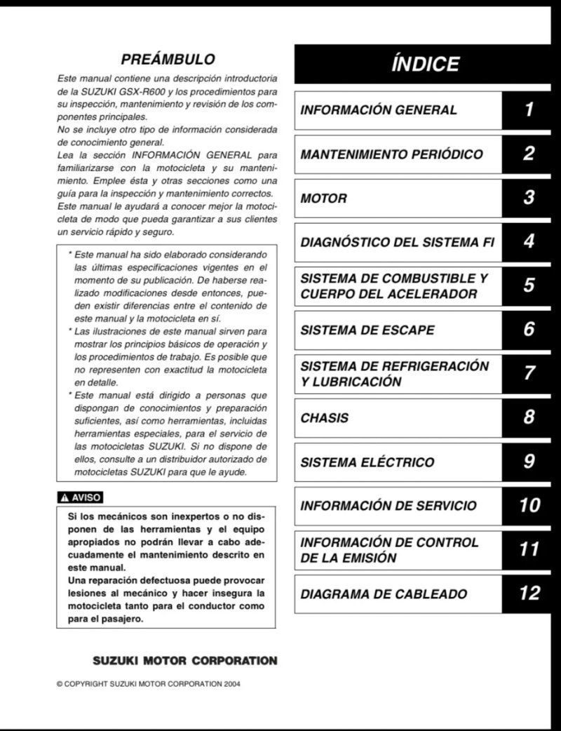 Manual de Taller Suzuki GSX-R600 2004 - Imagen 2