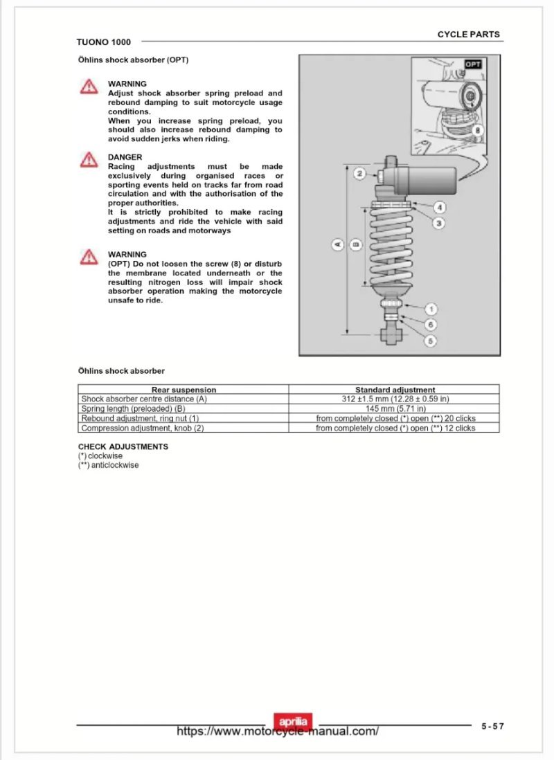 Manual de Taller Aprilia Tuono 1000 2005 - Imagen 3