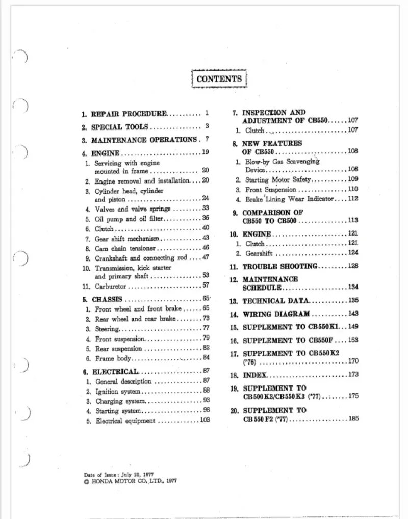 Manual de Taller Honda CB500-550 1977 - Imagen 2
