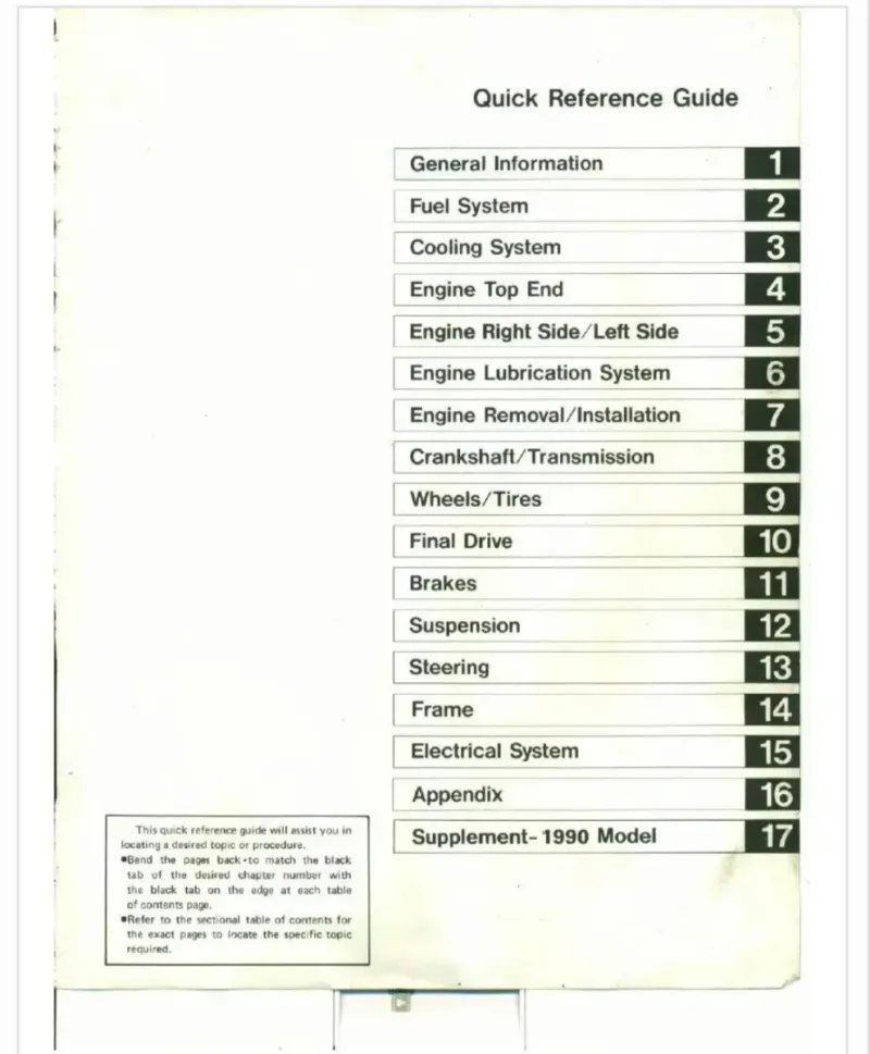 Manual de Taller Kawasaki KLR650 Tengai 1989-1991 (Inglés) - Imagen 2
