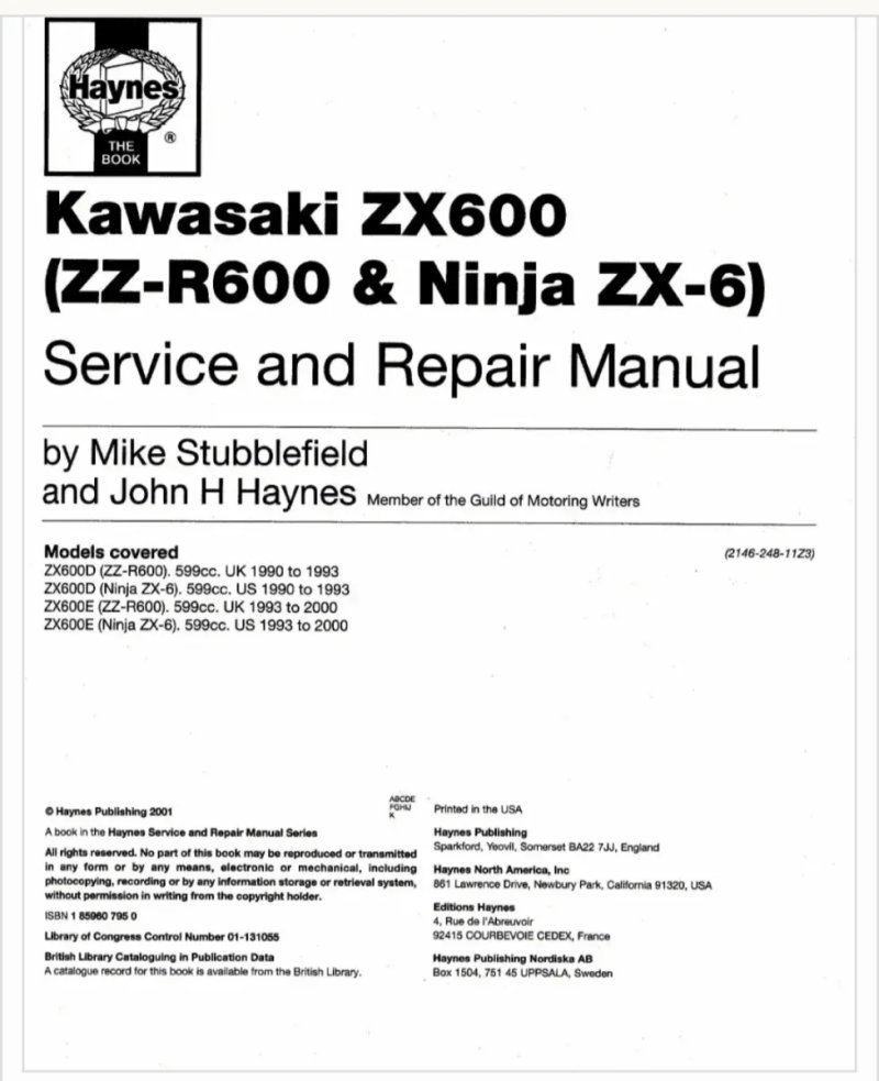 Manual de Taller Kawasaki ZZR600 1993 - Imagen 2