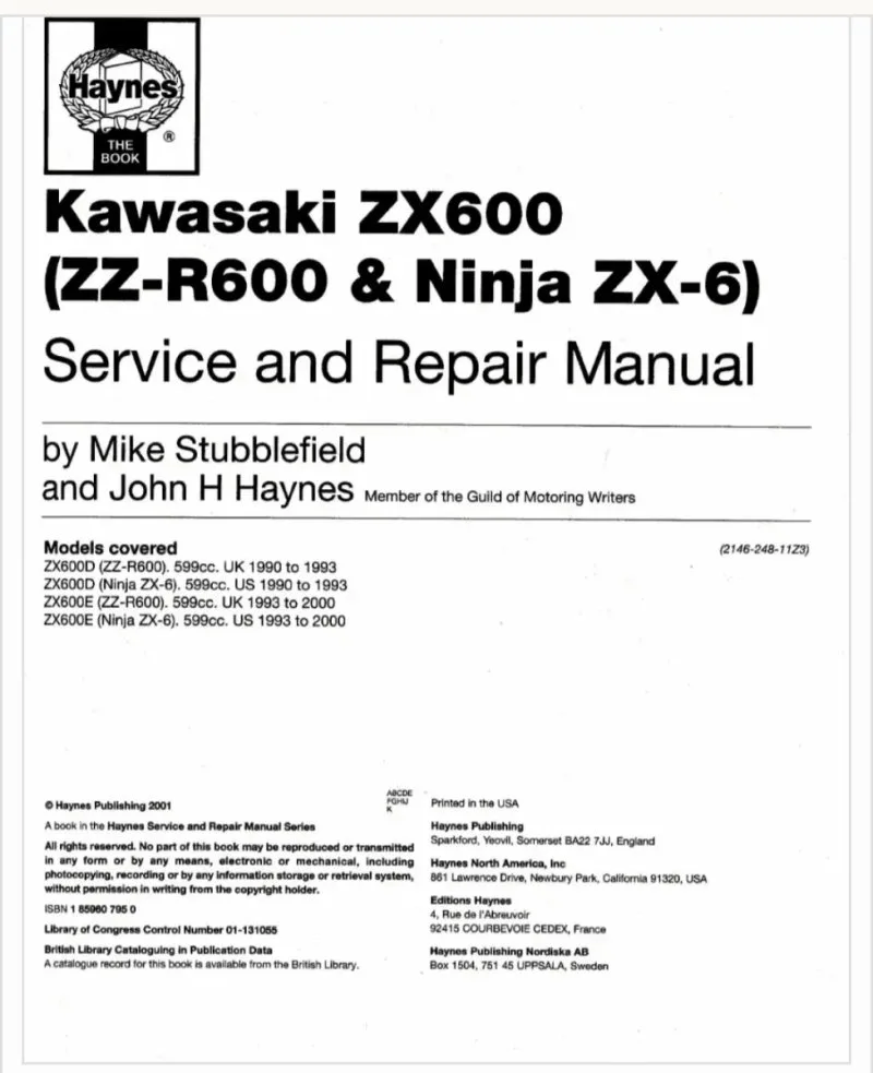 Manual de Taller Kawasaki ZZR600 1993 - Imagen 2