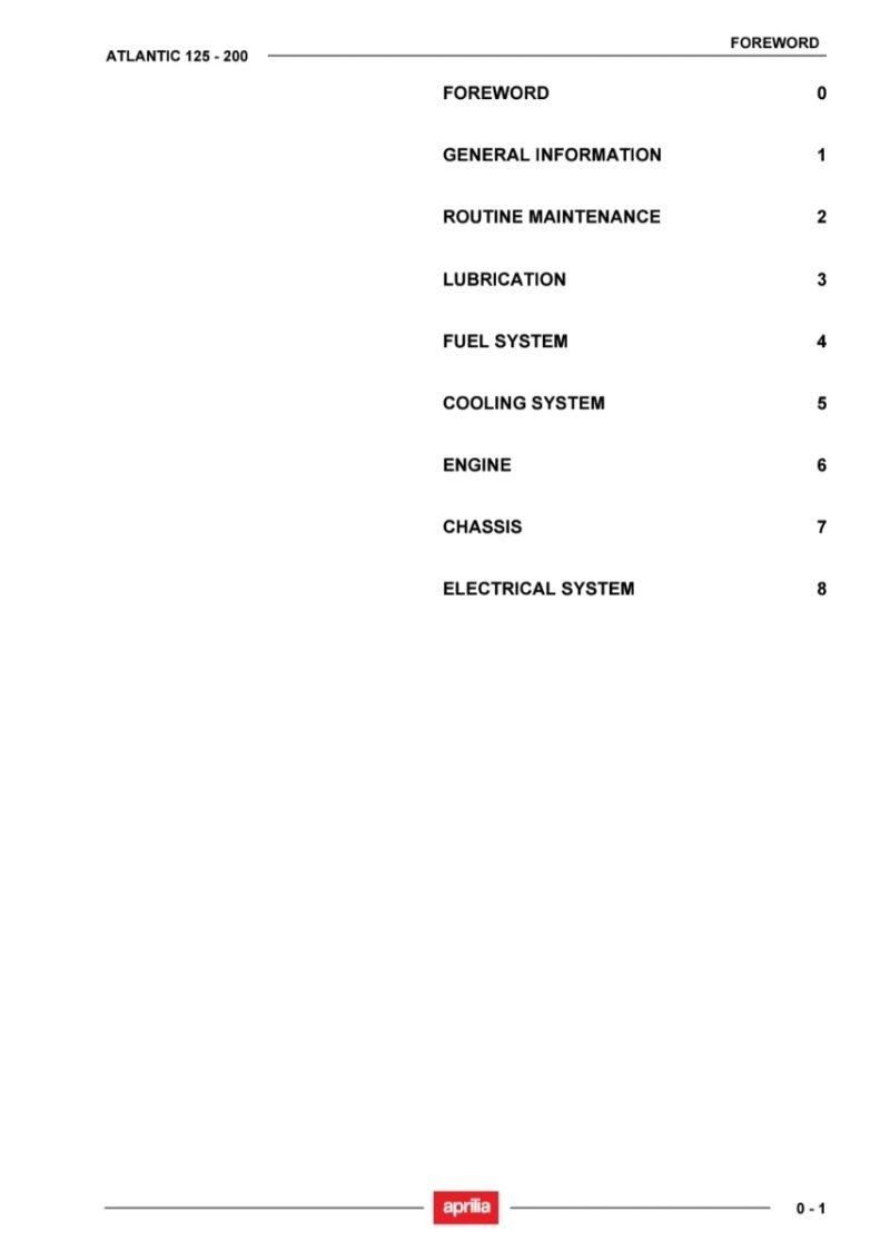 Manual de Taller Aprilia ATLANTIC 125 2005 - Imagen 2