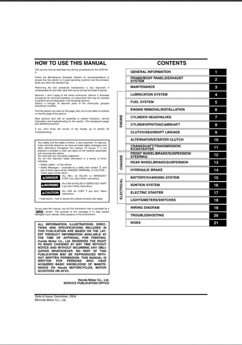 Manual de Taller Honda CG Storm 2004 - Imagen 2