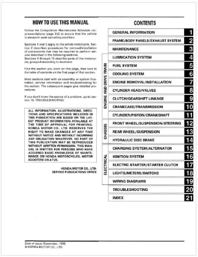 Manual de Taller Honda CBR600 F3 1995-1996 - Imagen 2